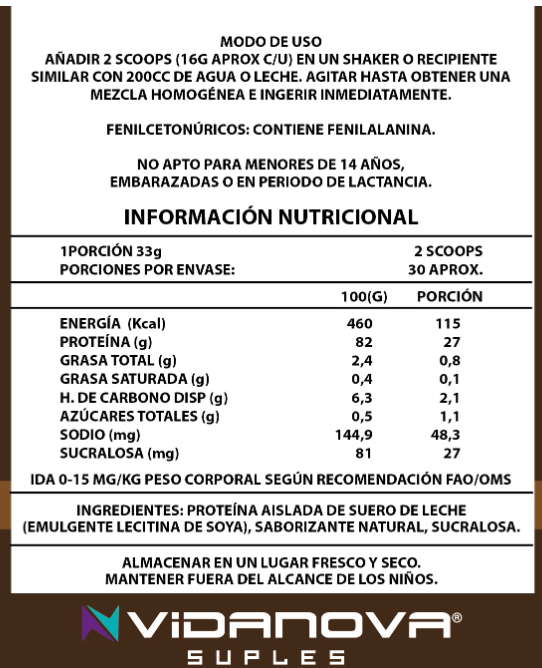 PROTEINA ISO WHEY 1 Kg (27g Proteína)
